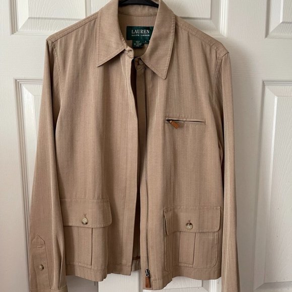 Ralph Lauren | Lightweight Silk Tan Jacket - Picture 4 of 12